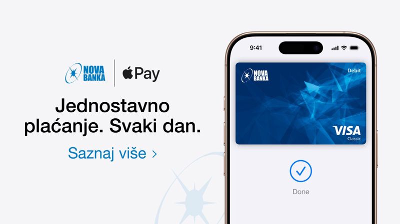 Korisnicima Visa kartica Nove banke od sada na raspolaganju Apple Pay usluga