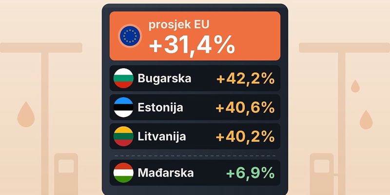 Zabilježen snažan rast cijena goriva u Evropskoj uniji: U tri članice poskupljenje premašilo 40 posto