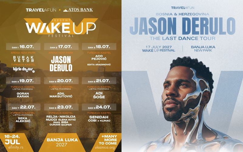 Predstavljen muzički program WAKE UP festivala: Uz Jasona Derula nastupaju brojne regionalne i svjetske zvijezde