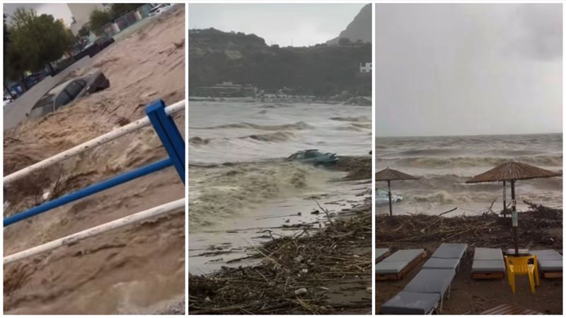 Snažno nevrijeme zahvatilo Rodos: Poginuo muškarac, voda nosila automobile